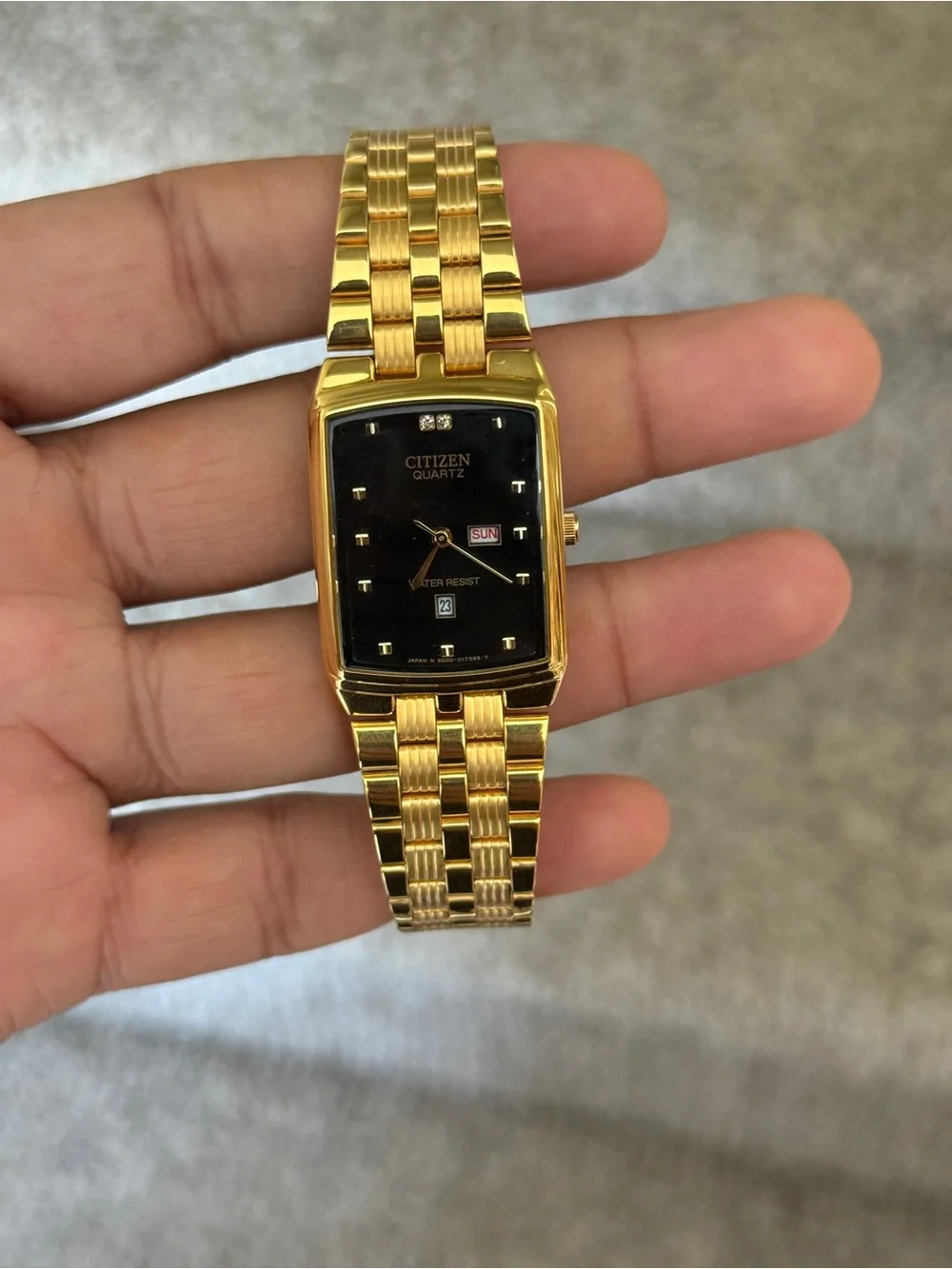 Citizen Gold Classic Tone Watch with Black Dial Mens Watch